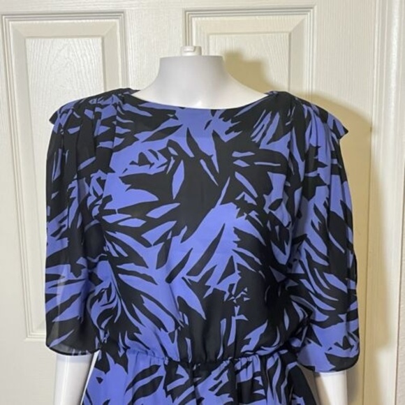 80s Vintage Floral Top Blouse Kaftan Slit Sleeve Ruched Waist Romantic Scarlett - Picture 4 of 9
